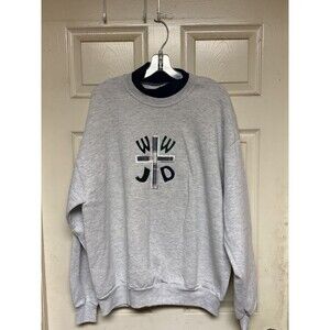Vintage 90s WWJD Made in USA Embroidered Double Collar Sweatshirt XL
